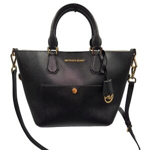 Michael Kors Black Saffiano Leather Tote Bag Satchel Convertible Crossbody‎